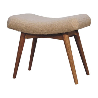 Lucidora - Boucle Cream Curved Bench - Entryway Benches