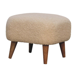 Lucidora - Boucle Cream Square Footstool - Footstools