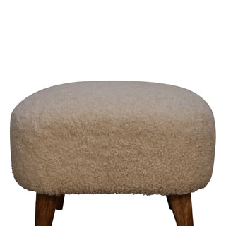 Lucidora - Boucle Cream Square Footstool - Footstools
