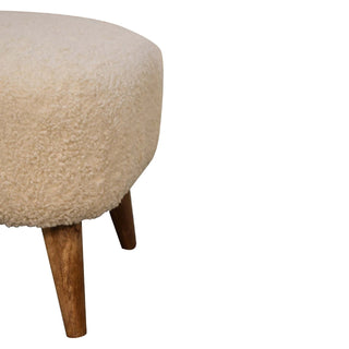 Lucidora - Boucle Cream Square Footstool - Footstools