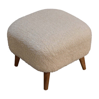Lucidora - Boucle Cream Square Footstool - Footstools