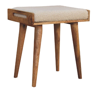 Lucidora - Boucle Cream Tray Style Footstool - Footstools