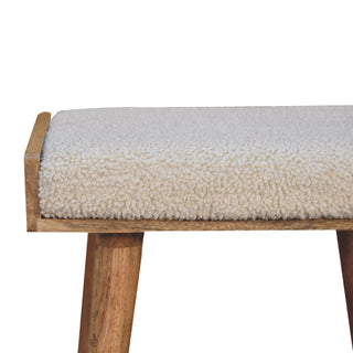 Lucidora - Boucle Cream Tray Style Footstool - Footstools
