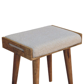 Lucidora - Boucle Cream Tray Style Footstool - Footstools