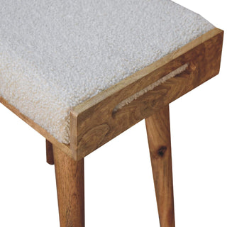 Lucidora - Boucle Cream Tray Style Footstool - Footstools