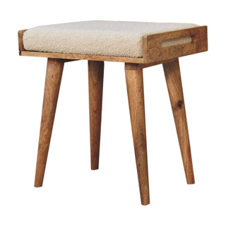 Lucidora - Boucle Cream Tray Style Footstool - Footstools