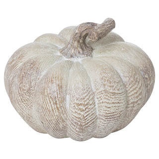 Lucidora - Carved Wood Effect Small Squat Pumpkin - Ornaments
