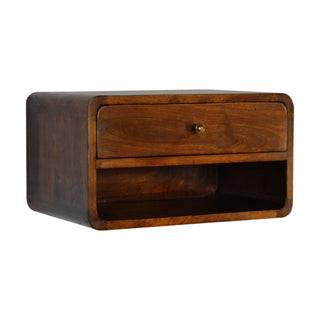 Lucidora - Chestnut Curve Floating Bedside - Bedside Cabinets