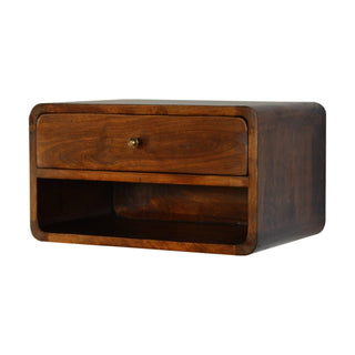 Lucidora - Chestnut Curve Floating Bedside - Bedside Cabinets