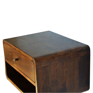 Lucidora - Chestnut Curve Floating Bedside - Bedside Cabinets