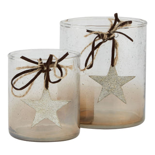 Lucidora - Coffee Ombre Collection Large Candle Holder Votive With Star - Candle Holders