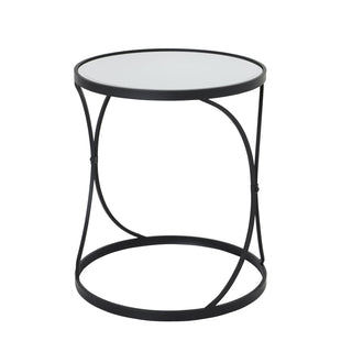 Lucidora - Concaved Set Of Two Black Mirrored Side Tables - End Tables