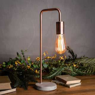 Lucidora - Copper Industrial Lamp With Stone Base - Table Lamps