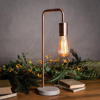 Lucidora - Copper Industrial Lamp With Stone Base - Table Lamps