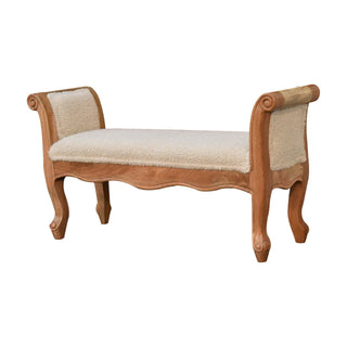 Lucidora - Cream Boucle French Style Bench - Entryway Benches