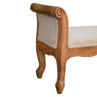 Lucidora - Cream Boucle French Style Bench - Entryway Benches