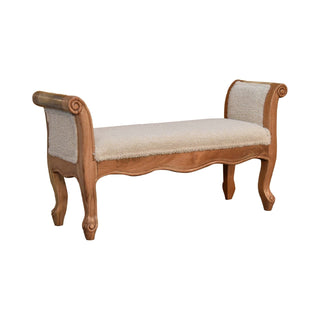 Lucidora - Cream Boucle French Style Bench - Entryway Benches