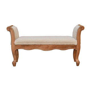 Lucidora - Cream Boucle French Style Bench - Entryway Benches