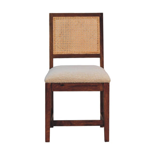 Lucidora - Cream Boucle Rattan Chair - Dining Room Chairs