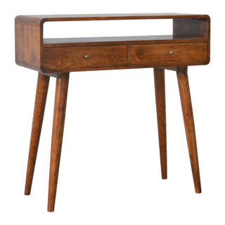 Lucidora - Curved Chestnut Console Table - Console Tables