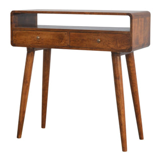 Lucidora - Curved Chestnut Console Table - Console Tables