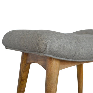 Lucidora - Curved Grey Tweed Bench - Entryway Benches