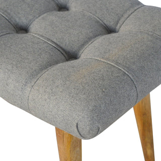 Lucidora - Curved Grey Tweed Bench - Entryway Benches