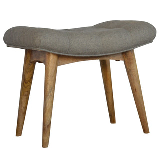 Lucidora - Curved Grey Tweed Bench - Entryway Benches