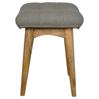 Lucidora - Curved Grey Tweed Bench - Entryway Benches