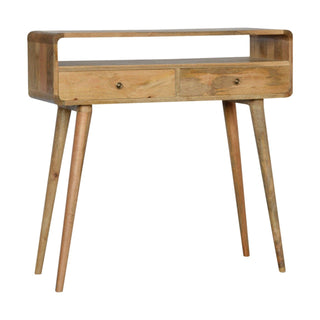 Lucidora - Curved Oak - ish Console Table - Console Tables