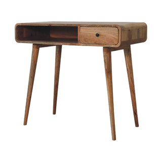 Lucidora - Curved Oak - ish Writing Desk - Writing Desks
