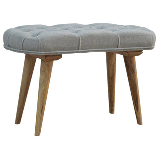 Lucidora - Deep Button Grey Tweed Bench - Entryway Benches