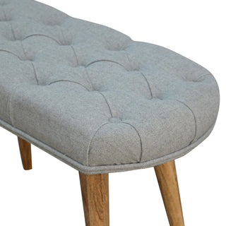 Lucidora - Deep Button Grey Tweed Bench - Entryway Benches