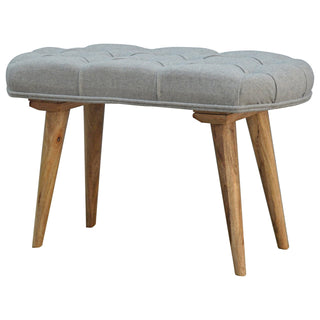 Lucidora - Deep Button Grey Tweed Bench - Entryway Benches