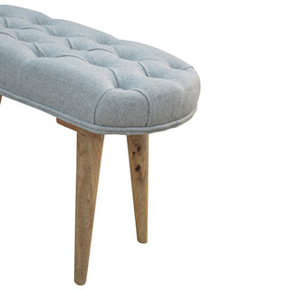 Lucidora - Deep Button Grey Tweed Bench - Entryway Benches