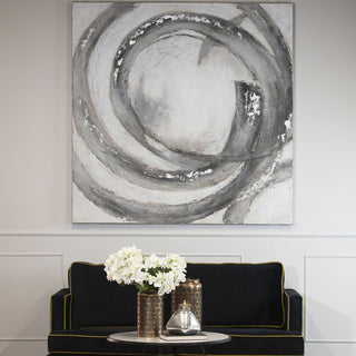 Lucidora - Galaxy Silver And Grey Hand Painted Canvas - Art & Printed