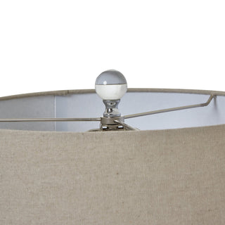 Lucidora - Grey Glass Table Lamp With Linen Shade - Table Lamps