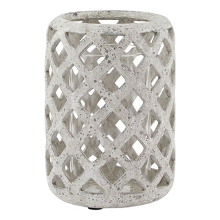 Lucidora - Grey Stone Effect Hurricane Lantern - Lanterns