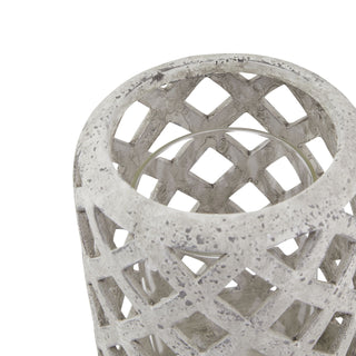 Lucidora - Grey Stone Effect Hurricane Lantern - Lanterns