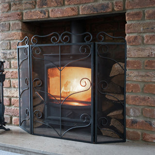 Lucidora - Heavy Large Black Ornate Fire Screen - Fire Screens