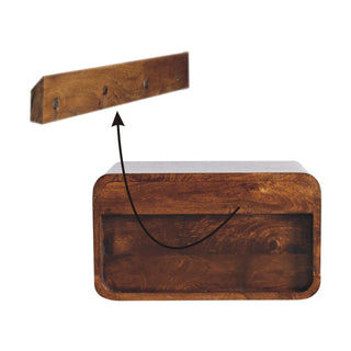 Lucidora - Large Chestnut Curve Upper Slot Floating Bedside - Bedside Cabinets