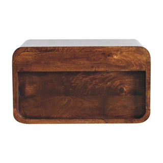 Lucidora - Large Chestnut Curve Upper Slot Floating Bedside - Bedside Cabinets