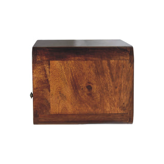 Lucidora - Large Chestnut Curve Upper Slot Floating Bedside - Bedside Cabinets