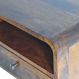 Lucidora - Large Chestnut Curve Upper Slot Floating Bedside - Bedside Cabinets