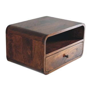 Lucidora - Large Chestnut Curve Upper Slot Floating Bedside - Bedside Cabinets
