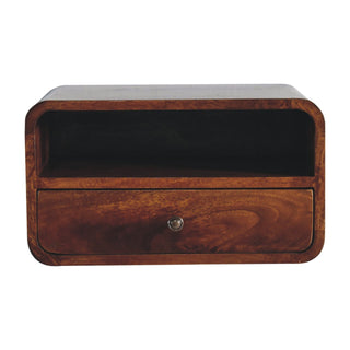 Lucidora - Large Chestnut Curve Upper Slot Floating Bedside - Bedside Cabinets