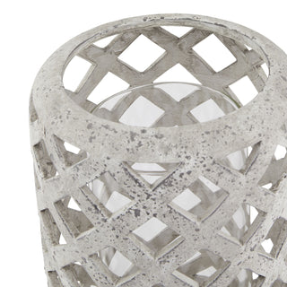 Lucidora - Large Grey Stone Effect Hurricane Lantern - Lanterns