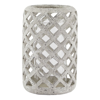 Lucidora - Large Grey Stone Effect Hurricane Lantern - Lanterns