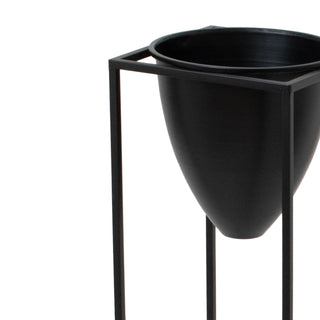 Lucidora - Large Matt Black Bullet Planter On Black Frame - Planters