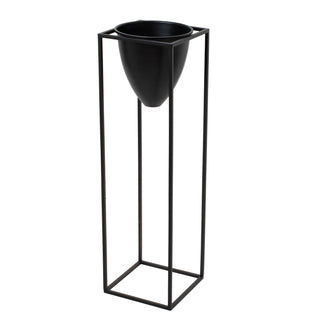 Lucidora - Large Matt Black Bullet Planter On Black Frame - Planters